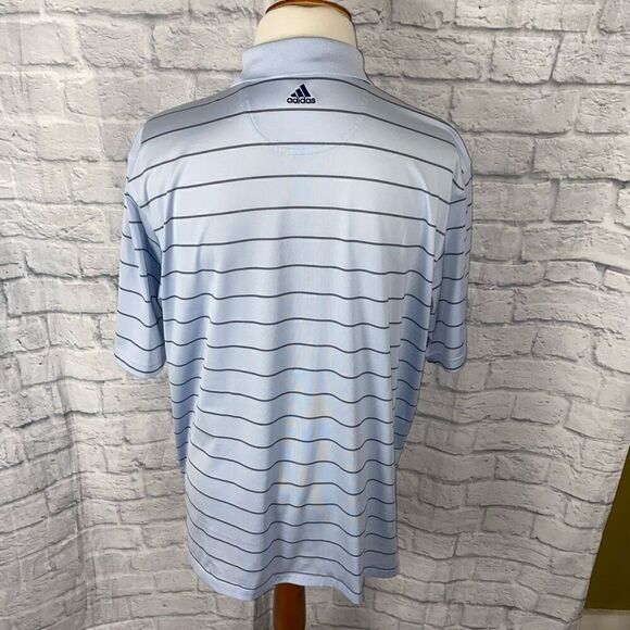 Adidas men XXL clima cool stripe 3 button polo shirt light blue/black - Picture 8 of 12